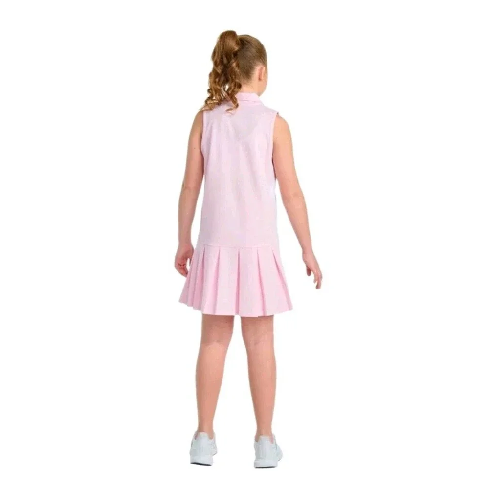 adidas Youth 3-stripe Polo Dress + Bike Shorts 2-pc Set Pink Size L (14) NWT